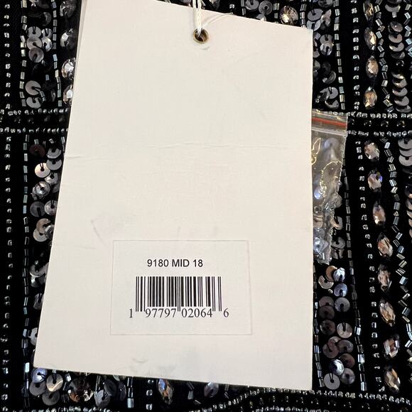 Mac Duggal 9180 Beaded Cape Gown Midnight Blue Formal Dress Size 18 NWT - Picture 5 of 6